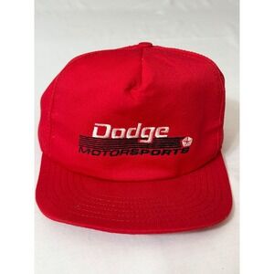 Vintage 80s Dodge Motorsports Trucker Hat Red Snapback Made in USA Racing Cap